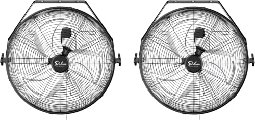 Image of Simple Deluxe 20 Inch Industrial Wall Mount Fan, 4650 CFM 3 Speed Metal Fan for Warehouse, Greenhouse, Workshop, Patio, Factory and Basement, Black 2 Pack