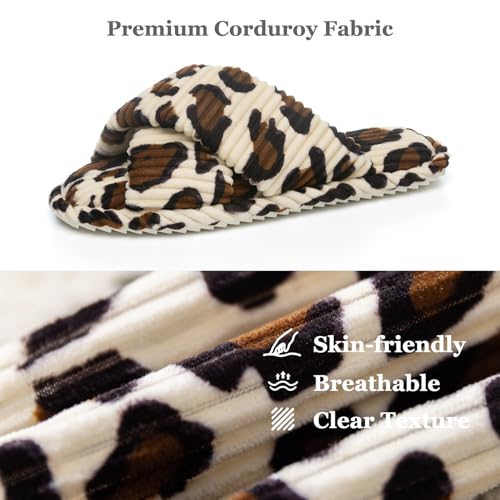 Image of GOEWY Slippers for Women Memory Foam House Bedroom Corduroy Crossbands Open Toe Slides Sandals Shoes Comfy Trendy Gift for womens Anti-Skid sole