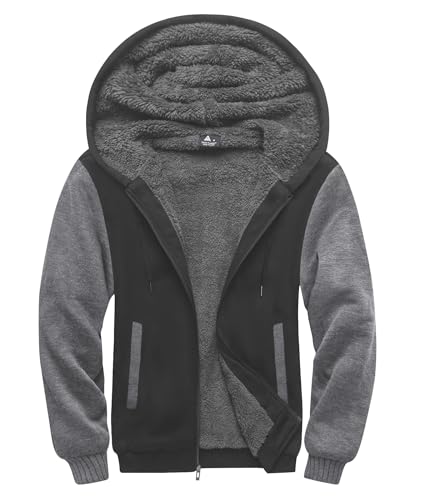 Image of SCODI Hoodies for Men Heavyweight Fleece Sweatshirt Zip Up Thick Jacket