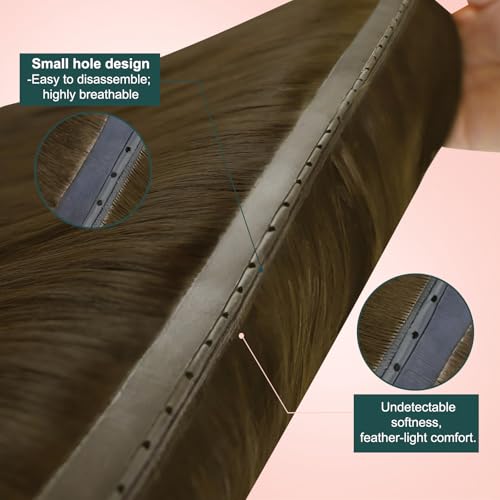 Image of Easyouth 100g Butterfly Weft Hair Extensions Brown, Hole Weft Extensions Real Human Hair, Medium Brown, 18 Inch, for Women, Seamless Blend, Remy Hair Extension Wefts Butterfly