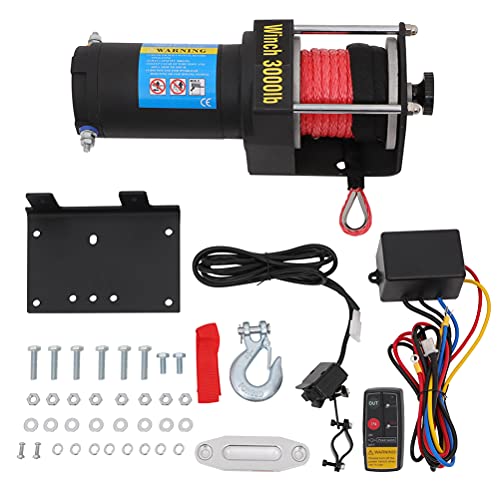 Winche eléctrico AUTOMUTO 3000 lb con cuerda sintética y control remoto