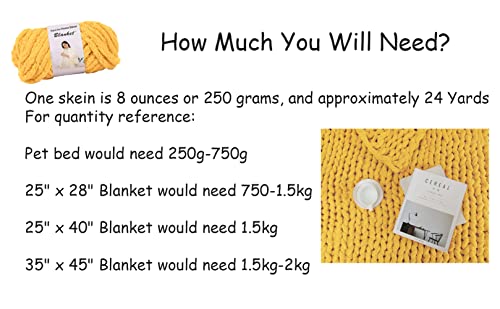 Chenille Chunky Yarn Arm Knitting Thick Bulky Diy For Knit Blanket Cushion Bed Sofa Home Decor (Ginger, 250G/0.55 Lb, 24 Yards) #TOP4