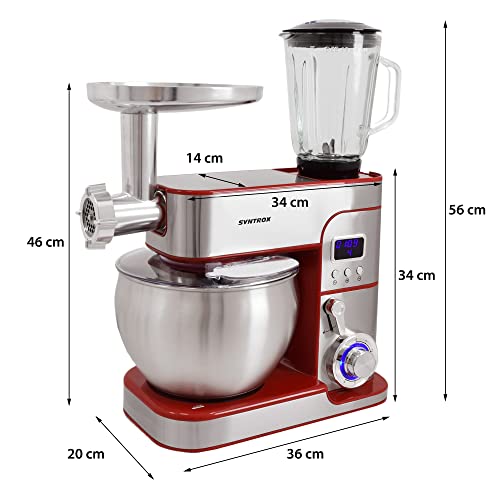 Syntrox Germany KM-1300W de Luxe Nice Küchenmaschine Knetmaschine Mixer, Fleischwolf, LCD Display, Edelstahlschüssel 7… – Bild 6