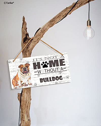 It's Not A Home Without Bulldog Retro Wooden Public Decorative Hanging Sign For Home Door Fence Vintage Wall Plaques Decoration(5X10Inches) #TOP4