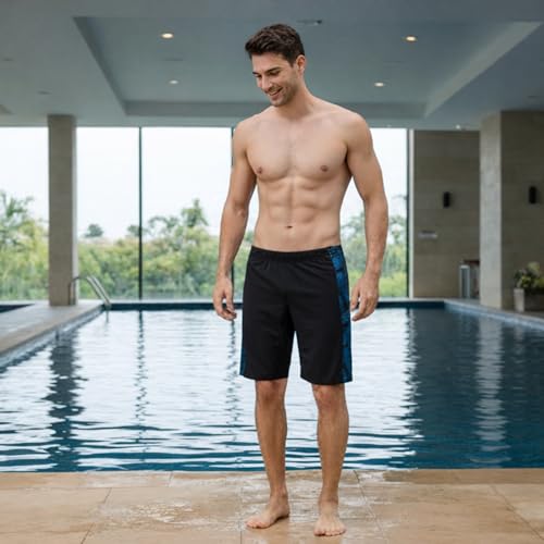 Image of LIMEE Men's Swimming Shorts | Quick Dry Stretch Swim Trunks with Drawstring | Lightweight Breathable Beach Wear, Pool, Gym & Running Shorts