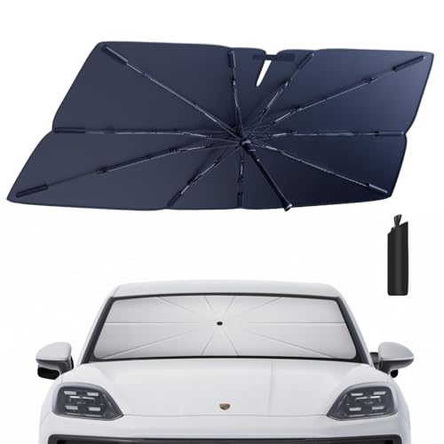 Windshield Sun Shade Umbrella for 2019-2025 Porsche Cayenne: Custom Fit 210T Silver, Foldable...