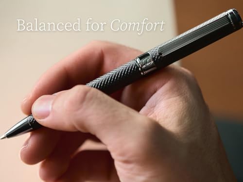 Image of Scriveiner All Black Ballpoint Pen - Stunning Luxury Full Metal Pen, Matte Black, Includes Schmidt Refill, Best Ballpoint Pen Gift Set for Men and Women, Professional