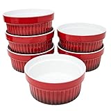 ToCi Ofenschalen 6er-Set Rot 260 ml | Dessertschalen Creme Brulee Ragout Fin | Ø 11 cm Keramikschalen