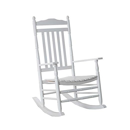B&Z KD-22W Wooden Rocking chair Porch Rocker White Outdoor Traditional Indoor
