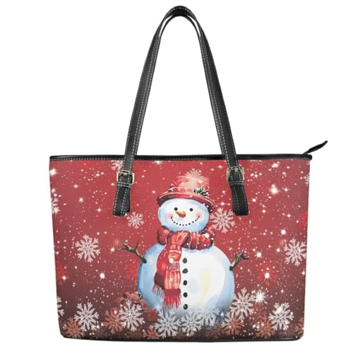 Image of Coldinair Christmas Leather Tote Bag for Women with Zipper Large Shoulder Tote Bag Shopping Casual Travel Bag Handbag Purse
