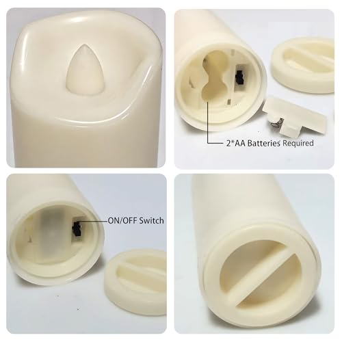 Image of CANDLE CHOICE Waterproof Outdoor Battery Operated Flameless Candles with Auto Timer Flickering Plastic Resin Electric LED Slim Pillar Lights for Lantern Patio Garden Wedding Party Decorations 4 Pack
