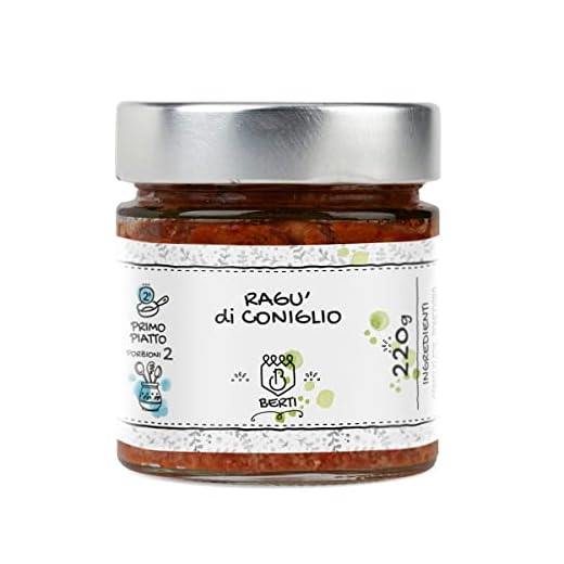 BERTI 1 Sugo Pronto Ragù di Coniglio da 220g, Carne di Coniglio 100% Italiana, Delicata, Magra, Altamente Digeribile, Ideale Condimento Pasta e Riso, Consistenza Cremosa, Ricetta Romagnola