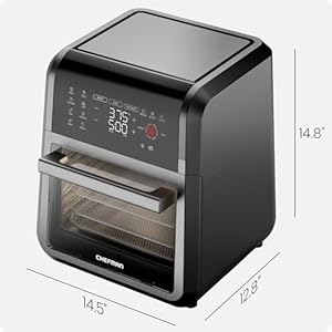 Chefman 12-Quart 6-in-1 Air Fryer Oven with Digital Timer, Touchscreen, and 12 Presets - Family Size Countertop Convection Oven, Dishwasher-Safe Parts Chefman 12 Quart 6 in 1 Air Fryer Oven with Digital Timer Touchscreen and 12 Presets Family Size Countertop Convection Oven Dishwasher Safe Parts