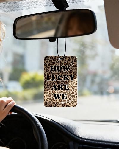 Image of Leopard Print 5pcs Car Air Freshener Bow Coquette Cheetah Print Car Accessories Automotive Interior Hanging Scents Mirror Decor for Women Teen Girls Black