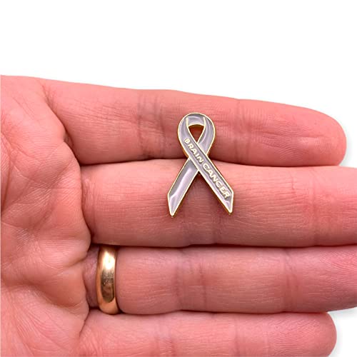 Stockpins Brain Cancer Ribbon Lapel Pin - Gray Ribbon Awareness Lapel Pins, Brain Cancer Awareness Pin, Show Support For Survivors And Fighters With Grey Awareness Pin, Cancer Ribbons Pins #TOP3