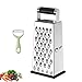 Set Grattugia per Formaggio – Grattugia a 4 Lati in Acciaio Inox con Pelapatate Universale – Grattugia da Cucina e Pelapatate per Verdure, Formaggio, Patate immagine