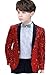 2025 Boy Sequins Suit Jacket Stage Performance Host Wedding Party Male Blazer Single Button Fashion Kids Suit Coats Green 14 Years
