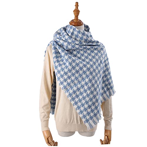 Cold Weather Scarves Winter Scarf For Womens Classic Tassel Plaid Scarf Warm Soft Chunky Large (Light Blue, One Size) #TOP2