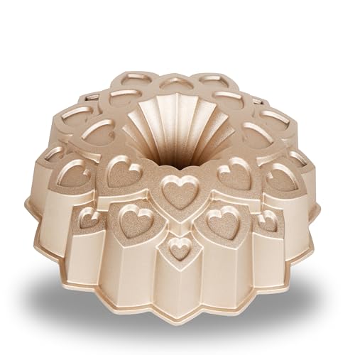 Baker's Secret Nonstick Fluted Cake Pan, Perfect for Fluted Cakes, Die Cast Aluminum Cake Pans, 2 Layers Non-stick Coating For Easy Release, Fluted Cake Pans - (Amour)