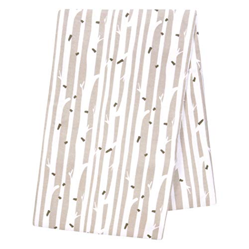Trend Lab Birch Stripe Jumbo Deluxe Flannel Swaddle Blanket-Birch Stripe, 100% Cotton Flannel, Gray and White, 48 in x 48 in