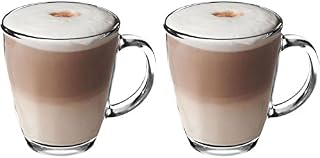 Get Goods 350ml Latte Glasses - Thick Toughened Glass Mugs - Coffee/Tea/Espresso/Cappuccino - Dishwasher Safe (2 glasses)