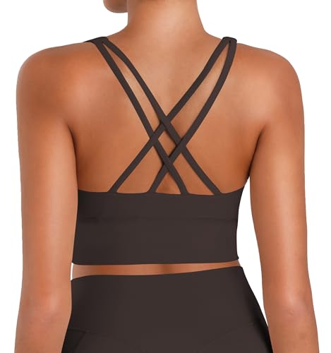 Image of Sunzel Sunzfly Sports Bra for Women, Scoop Neck Crisscross Back Padded Low Impact Bras Tops for Workout Yoga Gym