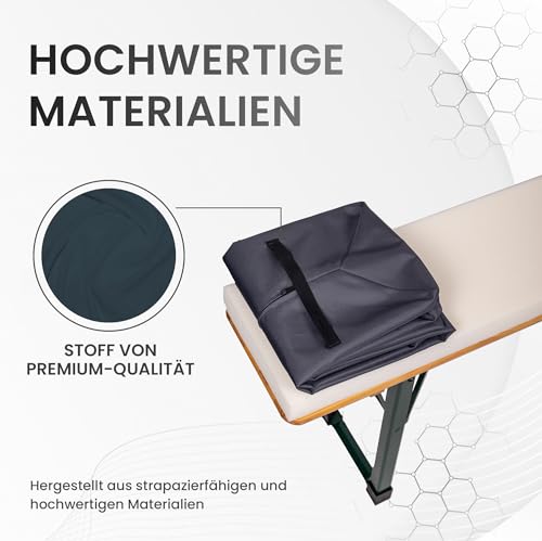TexDeko® Bierbankauflage gepolstert 220x25x4cm XL für Bierzeltgarnitur Bankauflage waschbar mit Reißverschluss zum selber aufziehen… – Ansicht 3