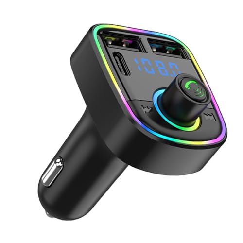 Yidueace Transmisor FM para Coche,Adaptador de Música para Vehículo   Transmisor FM Multifunción MP3 Plug and Play para Viajes Y Camiones