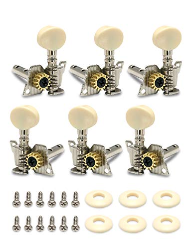 Metallor Guitar Machine Heads String Tuning Pegs Tuning Keys Tuners 3L 3R for Classical Guitar or Folk Acoustic Guitar Parts Accessories Individual Double Hole Chrome. - Thumbnail 7