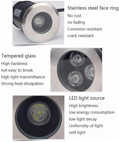 Outdoor LED Buried Lights, Waterproof Mini Landscape Lamps, 12V Low Voltage Underwater Pond Spotlights, IP68 Rated, 30° Beam Angle, 3W Blue Recessed Lighting, Ideal for Gardens