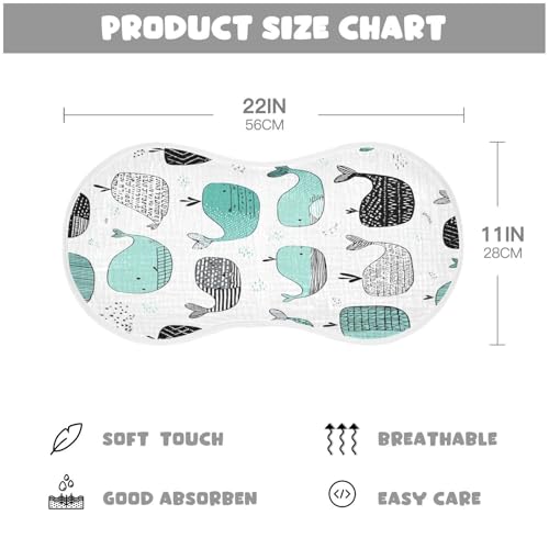 Kigai Cute Whales Baby Burp Cloths Extra Soft and Absorbent Burping Rags Cotton Burping Clothes Baby Washcloths for Newborn Boys Girls - 1 Pack4