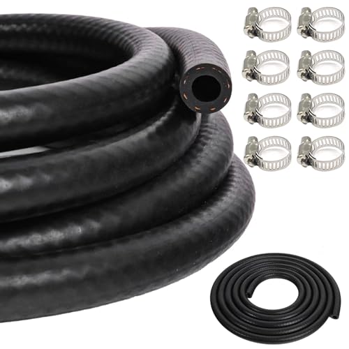 Mangueras de Combustible, 1 metro, 4 mm Manguera de gasolina, Tuberia de Combustible Kit con 8 Piezas Acero Inoxidable Abrazadera de Manguera Para Motocicletas, Automóviles, Barcotractor