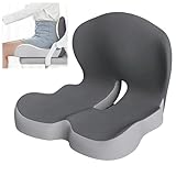 TOWGOU Celinva Orthopedic Cushion Seat Cushions for Sciatica Soothe+ seat Cushion Ergonomic Non Slip Memory Foam Seat Skin with Back Support for Car & Office, Lumbar Support (A-Black Grey)