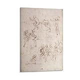 Leonardo_Da_Vinci Poster sur toile Motif croquis de différentes figures 30 x 45...
