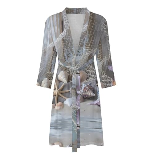 Starfish Shell on Teal Board Funny Men's Robe Soft Lightweight Bathrobe Long-sleeve Spa Robes4