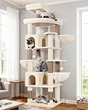 Globlazer Extra Large Cat Tree Tower, 82in Tall Heavy Duty Cat Tree for Indoor Cats Large Adult Big Cat Tower with 8 Scratching Posts, 2 Cat Condos, 2 Top Perches, 3 Hanging Baskets, S82, Beige