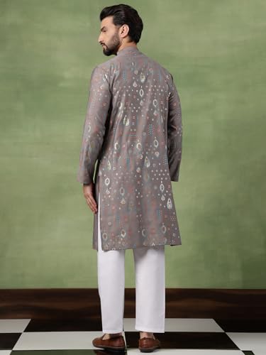 Image of SOJANYA (Since 1958 Men's Cotton Traditional Foil Print Motifs Kurta With Pyjama