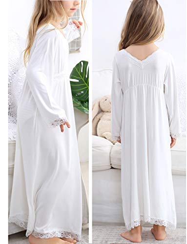 MileyMarla Girls' Lace Nightgowns Soft Cotton Sleepwear Dress Toddler 3-12 Years3
