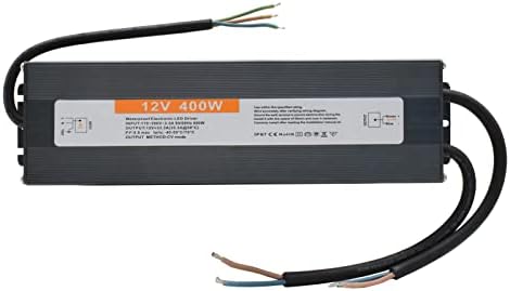 LED Driver 12V 400W LED Power Supply Waterproof IP67 AC96-265V to DC 12V Low Voltage Output Transformer for Indoor Outdoor LED Strip Lights