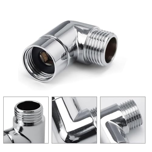 Handbrause Adapter 90 Grad, 1/2 Zoll Brausearm-Winkelverbinder, Duschschlauch Adapter mit Unterlegscheiben für Handbrause Beweglich Duscharmanschluss