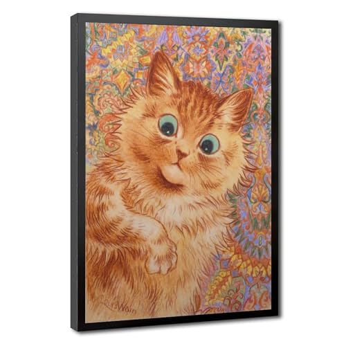 Impression sur toile chat roux Louis Wain - Cadre à suspendre déco murale 61x91.4 cm