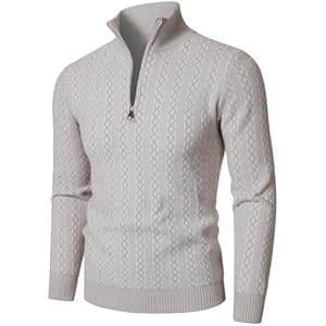 HOOD CREW Mens Zip Jumpers Long Sleeve Warm Sweater Soft Cozy Knitwear Pullover for Men