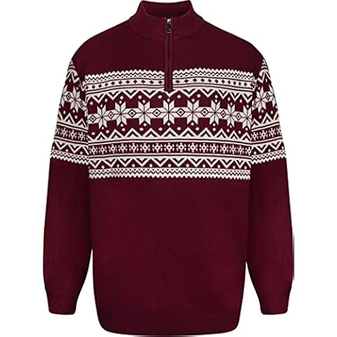 Uptheir Mens Dove Half Knit Christmas Jumper - Red - 4XL Cover