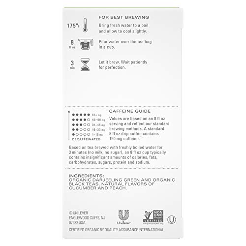 Tazo Organic Peachy Green Tea Bags For A Refreshing Cup Of Tea Green Tea Moderate Caffeinated Tea 20 Ct, Pack Of 6 #TOP1