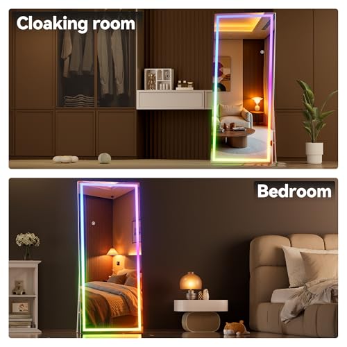 Hasipu 71"x24" LED RGB Bluetooth Full Length Mirror with Lights, Full Body Mirror with Stand, Wall Mount & Free Standing Floor Mirror for Bedroom Living Room Cloakroom, 7 Color & Brightness Adjustable by Hasipu - Image 6