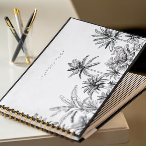 Image of Visitor Book - 8 x 12 Inches | Wiro Bound Guest Register for Hotels, Offices, Exhibitions, Boutiques & Business Use | Medium Size Visitor Log Book for Reception & Front Desk