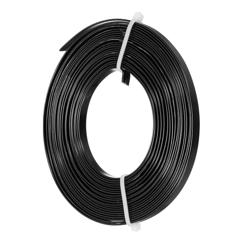Image of uxcell 18 Gauge Flat Aluminum Wire, 16.40 ft 5mm Wide Aluminum Crafts Wire for Flower Bonsai Crafts Carving DIY Bezel Sculpting Gem Metal Wrap, Black