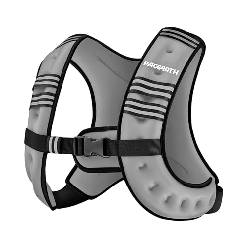 PACEARTH Weighted Vest,6lb/8lb/10lb/12lb/16lb/20lb/25lb/30lb Weight Vest with Reflective Stripe, Body Weight