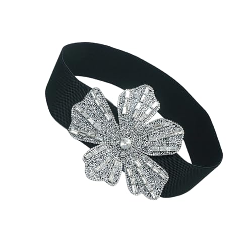 Ceinture tissée élastique avec Double Rose pour femme accessoire de taille bureau