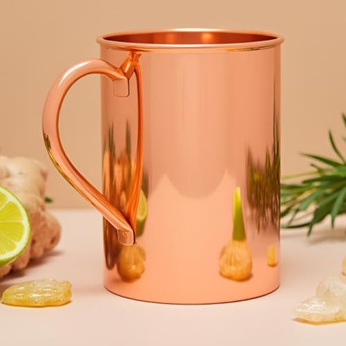 NZM Moscow Mule Mug (16 Oz), Smooth Finish Copper Mug | Solid Copper Mugs for Moscow Mule, Iced Coffee, Cocktails, Chilled Drinks with Ayurvedic Health Benefits.